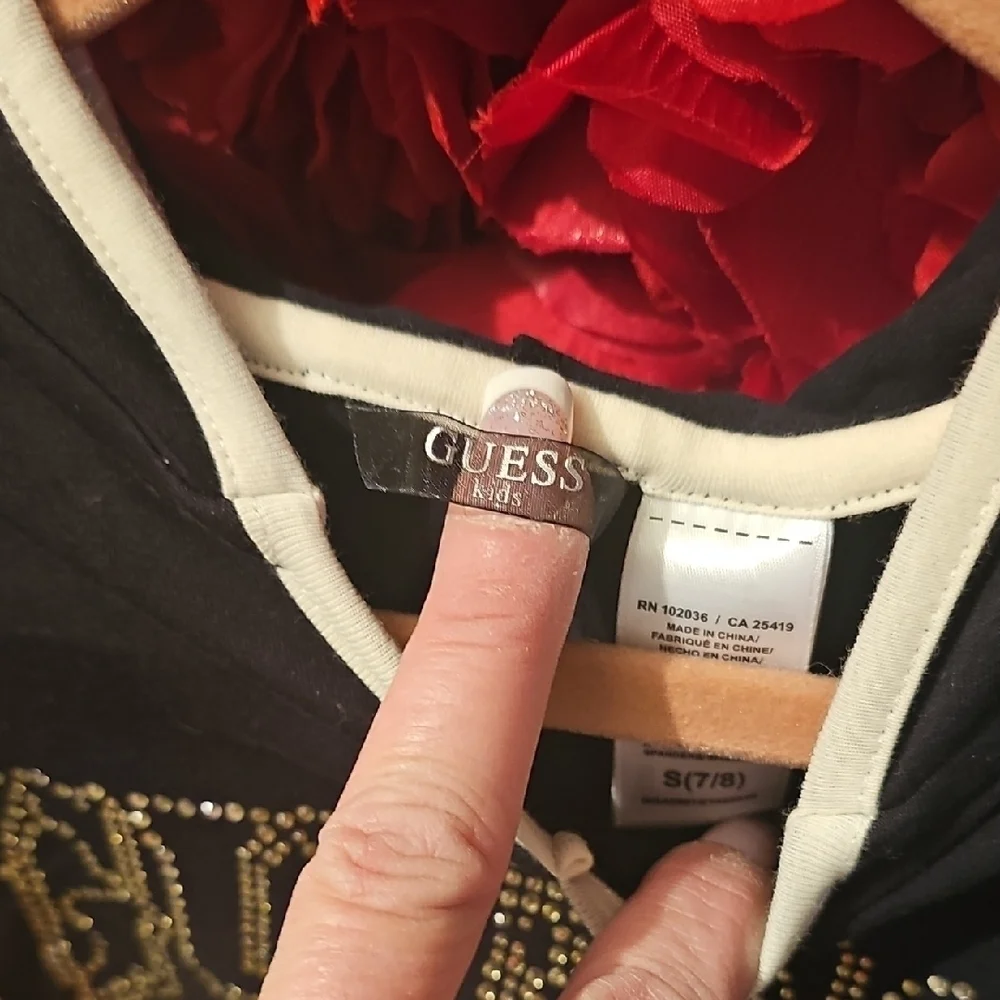 Guess NWT Girls Black Hooded Bodysuit with Gold Accents Size 7/8